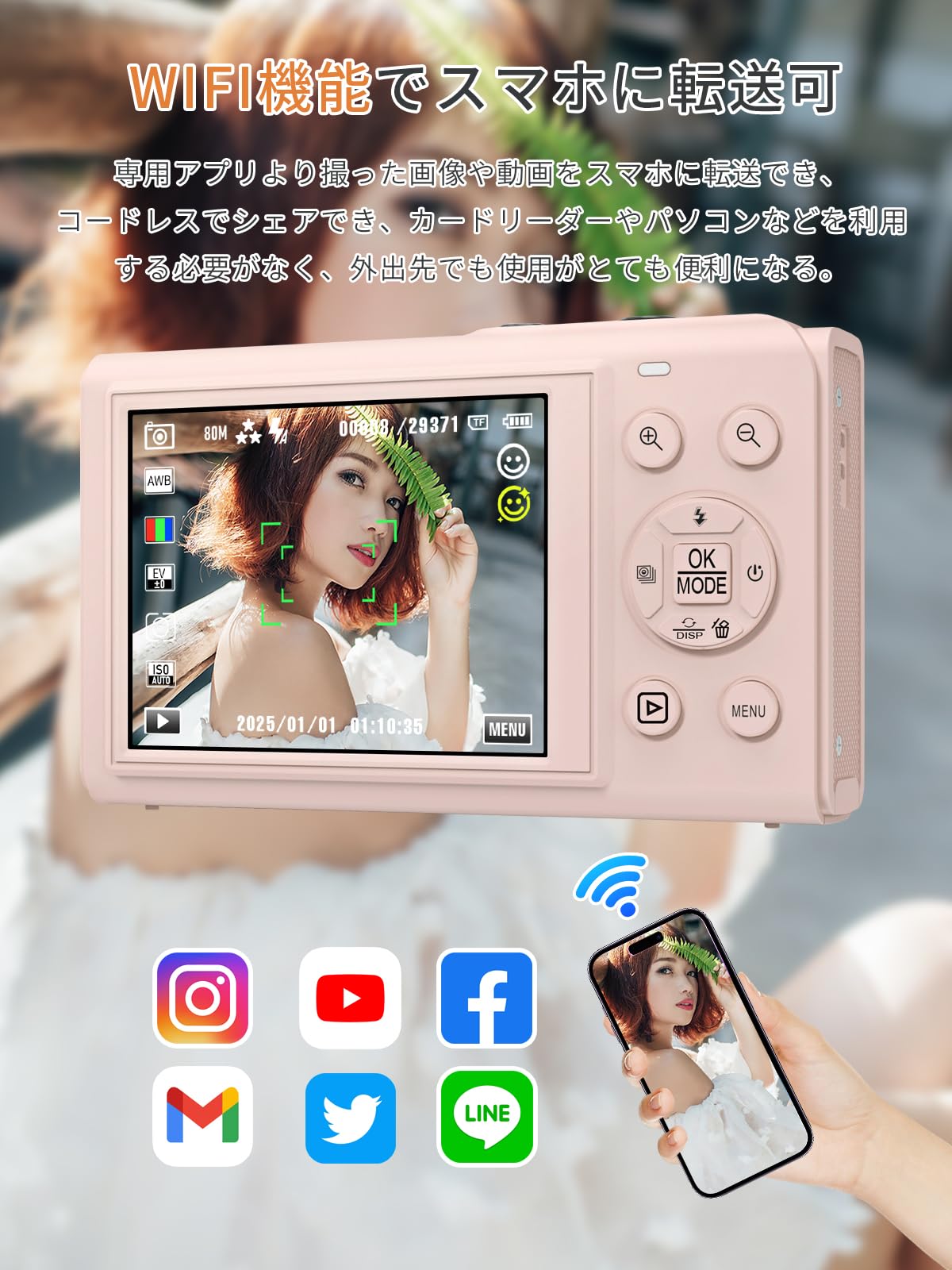 Amazon | AiMike 5K デジカメ スマホに送れる デジタルカメラ WIFI転送